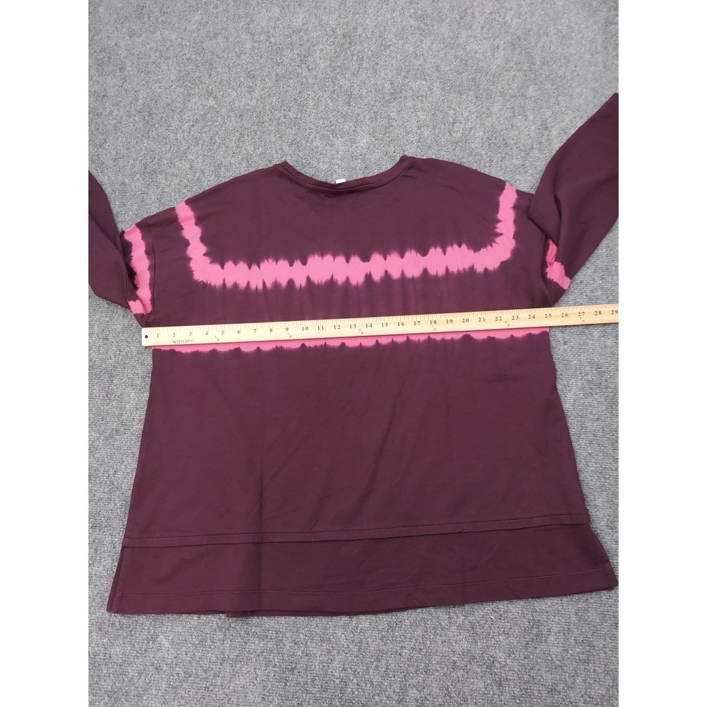 J Jill Fit Sweatshirt Top Women XL Pink Burgundy Tie Dye Pullover Tunic Sweater - Picture 8 of 11